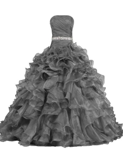 ANTS Women's Pretty Ball Gown Quinceanera Dress Ruffle Prom Dresses