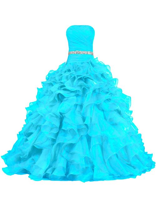 ANTS Women's Pretty Ball Gown Quinceanera Dress Ruffle Prom Dresses