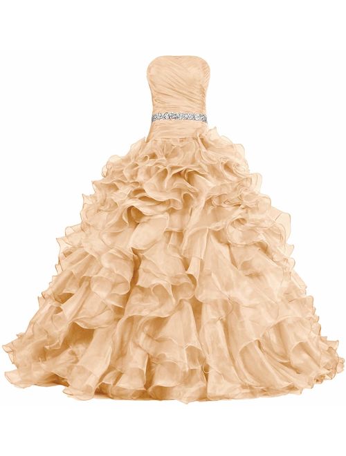 ANTS Women's Pretty Ball Gown Quinceanera Dress Ruffle Prom Dresses