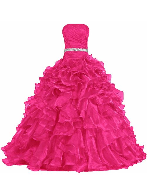 ANTS Women's Pretty Ball Gown Quinceanera Dress Ruffle Prom Dresses