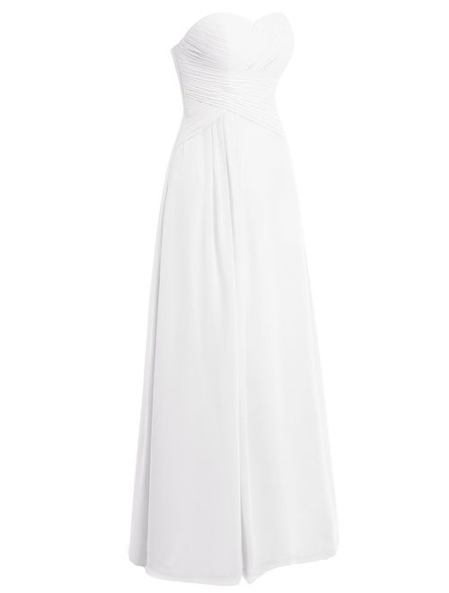 JAEDEN Beach Wedding Dresses Strapless Sweetheart Bridal Gown Chiffon Pleat