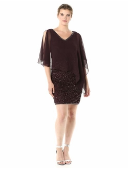 Women's Caplet Short Cocktail Beaded Dress