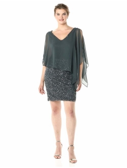 Women's Caplet Short Cocktail Beaded Dress