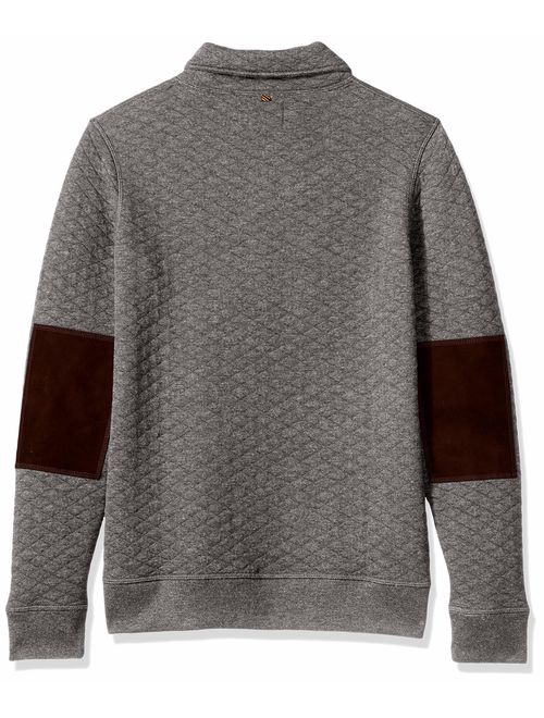 Billy Reid Men's Diamond Quilted Shawl Pullover with Suede Elbow Patches