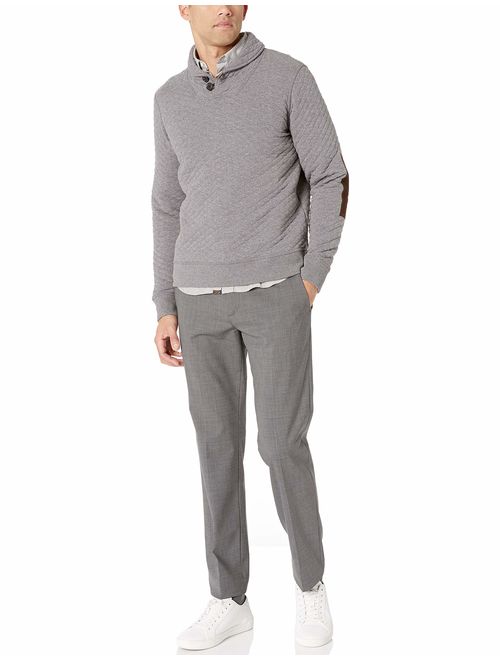 Billy Reid Men's Diamond Quilted Shawl Pullover with Suede Elbow Patches