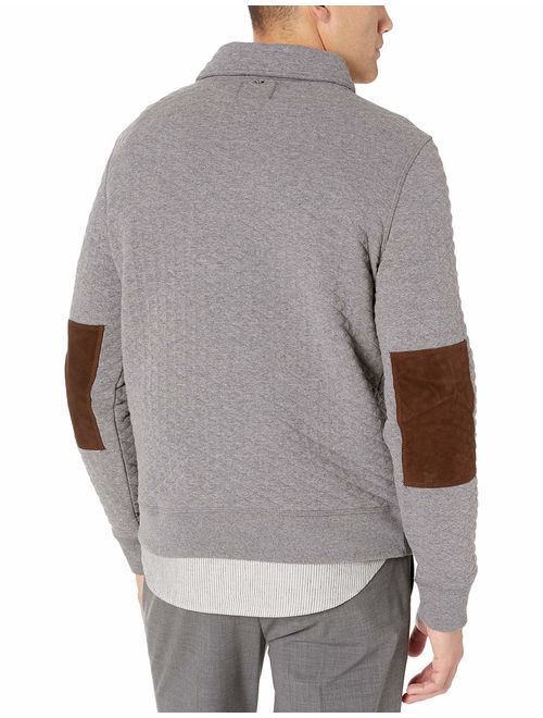 Billy Reid Men's Diamond Quilted Shawl Pullover with Suede Elbow Patches