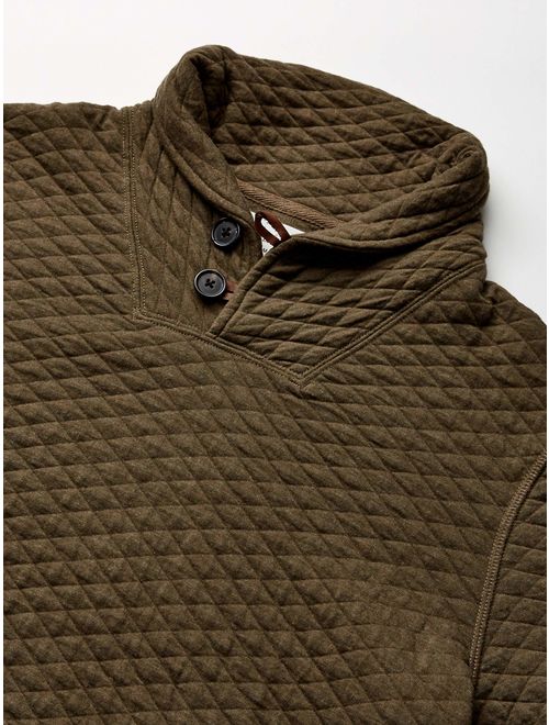 Billy Reid Men's Diamond Quilted Shawl Pullover with Suede Elbow Patches