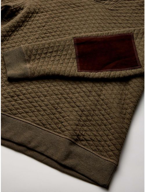 Billy Reid Men's Diamond Quilted Shawl Pullover with Suede Elbow Patches