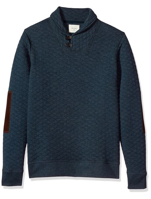 Billy Reid Men's Diamond Quilted Shawl Pullover with Suede Elbow Patches