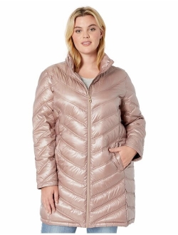 Women's Chevron Quilted Packable Down Jacket (Regular and Plus Sizes)