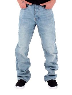 Rocawear Men's Double R Denim Loose Fit Jeans, Stonewash Blue