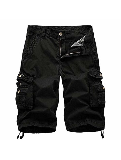 Buy JYK-LQM Mens Cargo Shorts Relaxed Fit Multi-Pocket Outdoor Wear ...