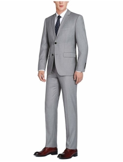 CHAMA Men's 100% Wool Single Breasted Two Button Notch Lapel Classic Fit Suit