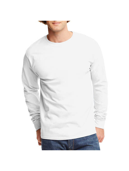 Hanes Men's and Big Men's Tagless Long Sleeve Tee, Up To Size 3XL