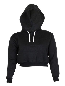 Womens Plain Crop Top Hoodies