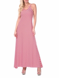 Women's Backless Striped Maxi Dress