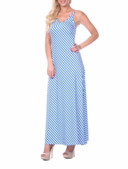 Women's Backless Striped Maxi Dress