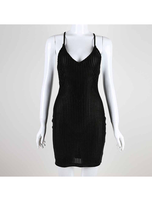 Womens Sexy Sleeveless Harness Dress Backless Ladies Fashion Slim Dress