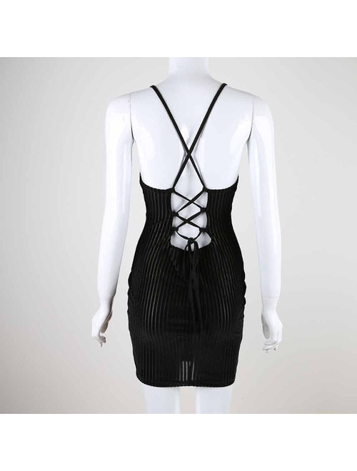 Womens Sexy Sleeveless Harness Dress Backless Ladies Fashion Slim Dress