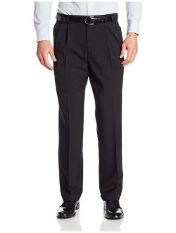 Men's Big and Tall Stretch Traveler Cuffed Crosshatch Pleated Pant