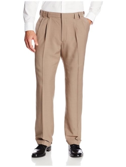 Men's Big and Tall Stretch Traveler Cuffed Crosshatch Pleated Pant