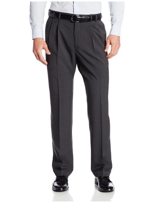 Van Heusen Men's Big and Tall Stretch Traveler Cuffed Crosshatch Pleated Pant