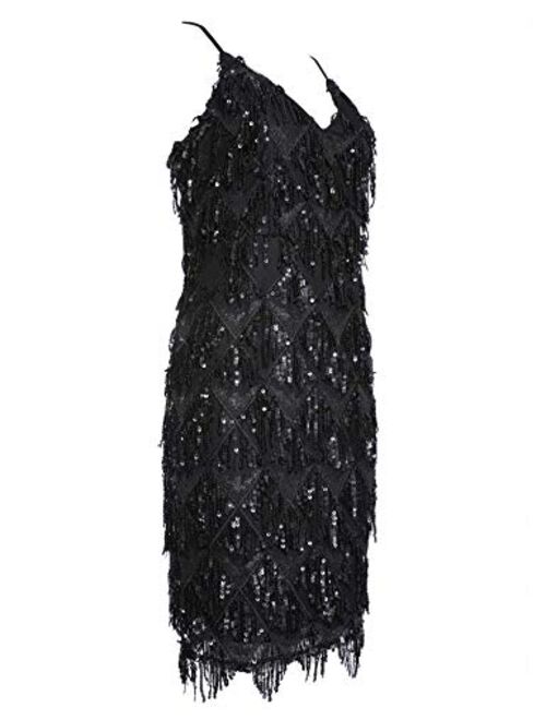 meilun Womens Sequin Fringe 1920s Flapper Inspired Party Dance Dress