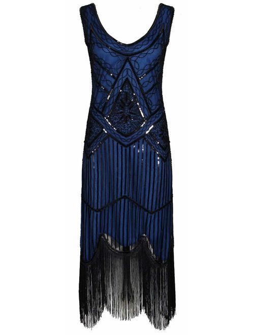 Ro Rox Great Gatsby 1920's Cocktail Party Sequin Tassel Embellished Flapper Dress