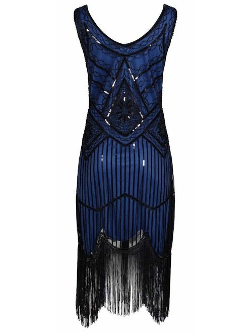 Ro Rox Great Gatsby 1920's Cocktail Party Sequin Tassel Embellished Flapper Dress