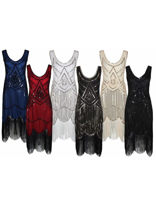 Ro Rox Great Gatsby 1920's Cocktail Party Sequin Tassel Embellished Flapper Dress