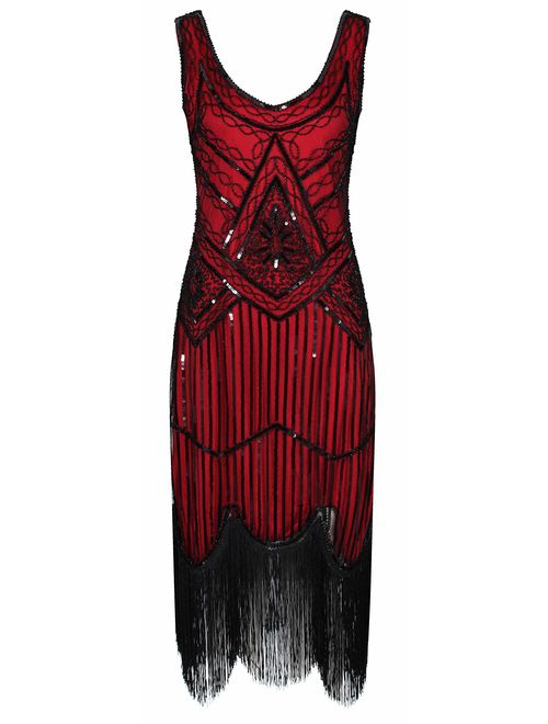 Ro Rox Great Gatsby 1920's Cocktail Party Sequin Tassel Embellished Flapper Dress