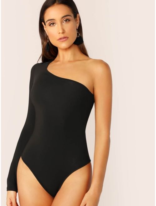 Shein One Shoulder Slim Fitted Bodysuit