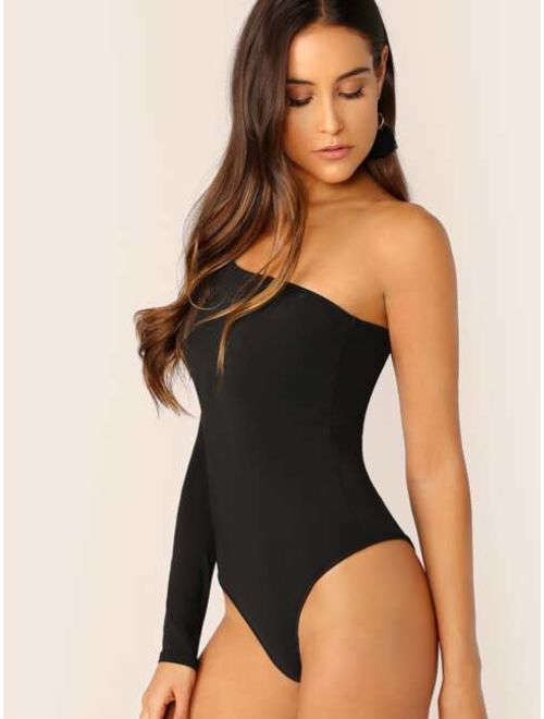 Shein One Shoulder Slim Fitted Bodysuit