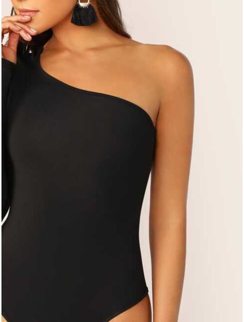 Shein One Shoulder Slim Fitted Bodysuit