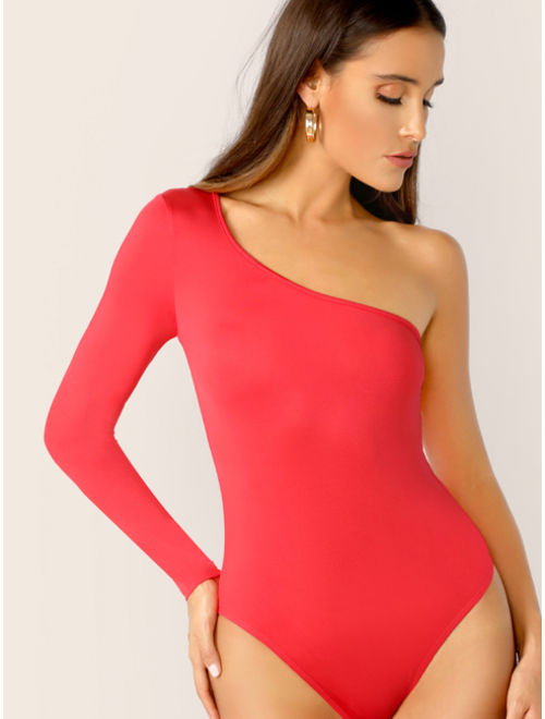 Shein One Shoulder Slim Fitted Bodysuit