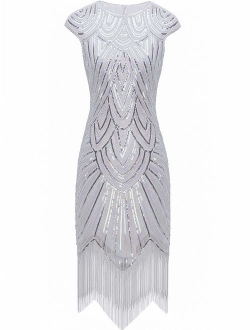 FAIRY COUPLE 1920s Sequined Embellished Tassels Hem Flapper Dress D20S002