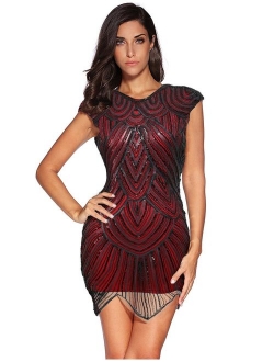 Women's 1920s Vintage Gatsby Sequin Embellished Flapper Mini Dress