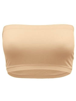 OLLIE ARNES Women's One Size Strapless Seamless Stretch Bandeau Tube Bra Top