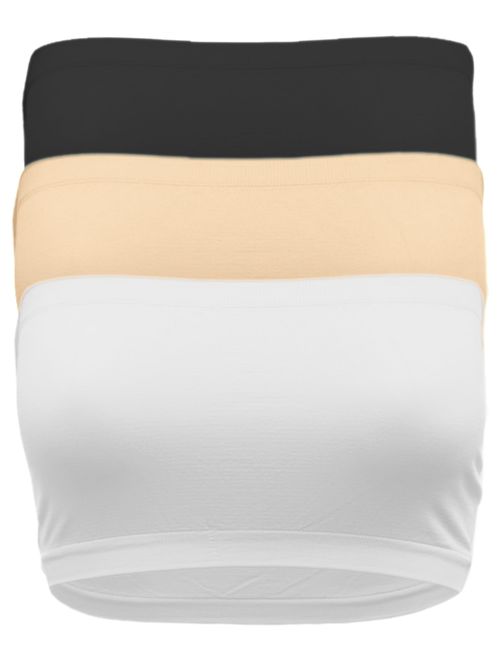 OLLIE ARNES Women's One Size Strapless Seamless Stretch Bandeau Tube Bra Top