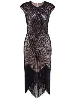 VIJIV 1920's Long Prom Dresses Beaded Sequin Art Nouveau Deco Flapper Dress