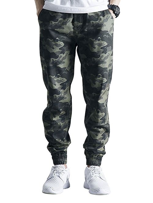 OCHENTA Men's Drawstring Casual Camo Jogger Pants