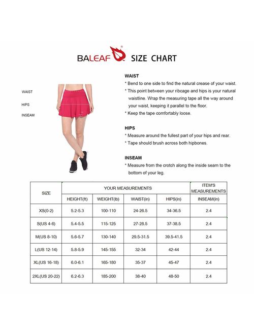 BALEAF Women's Athletic Golf Skirt Tennis Skort Pleated with Pockets