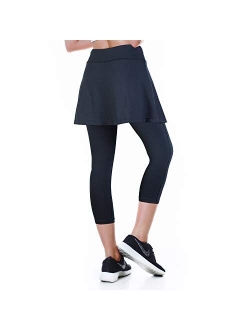 Capri Skirted Leggings for Tennis Sports With Pocket