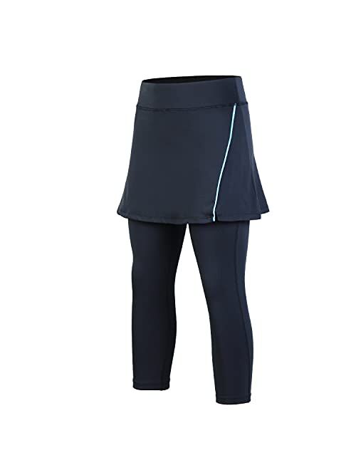 ANIVIVO Capri Skirted Leggings for Tennis Sports With Pocket