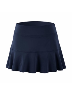 32e-SANERYI Women's Pleated Elastic Quick-Drying Tennis Skirt with Shorts Running Skort