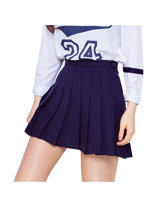 Minuoyi Sports High Waist with Underpants Tennis School Cheerleader Pleated Skirt