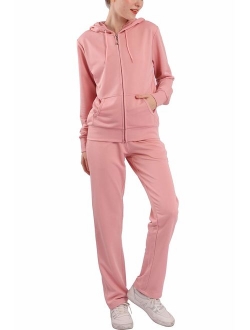 Women's 2 Piece Outfits Velvet Zip Hoodie Sweatshirt & Sweatpants Sweatsuits and Velour Tracksuit Sets Jogging Suit