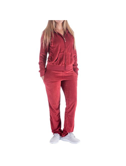 Women's 2 Piece Outfits Velvet Zip Hoodie Sweatshirt & Sweatpants Sweatsuits and Velour Tracksuit Sets Jogging Suit