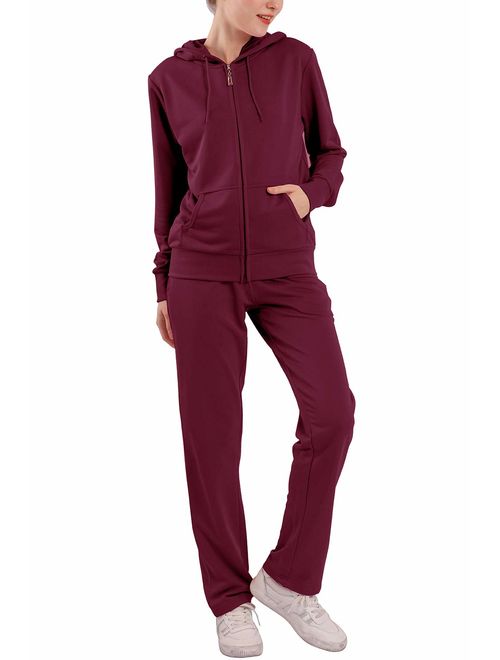 Women's 2 Piece Outfits Velvet Zip Hoodie Sweatshirt & Sweatpants Sweatsuits and Velour Tracksuit Sets Jogging Suit