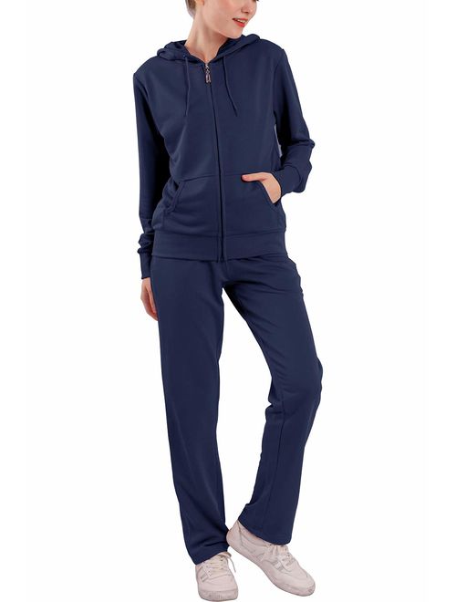 Women's 2 Piece Outfits Velvet Zip Hoodie Sweatshirt & Sweatpants Sweatsuits and Velour Tracksuit Sets Jogging Suit